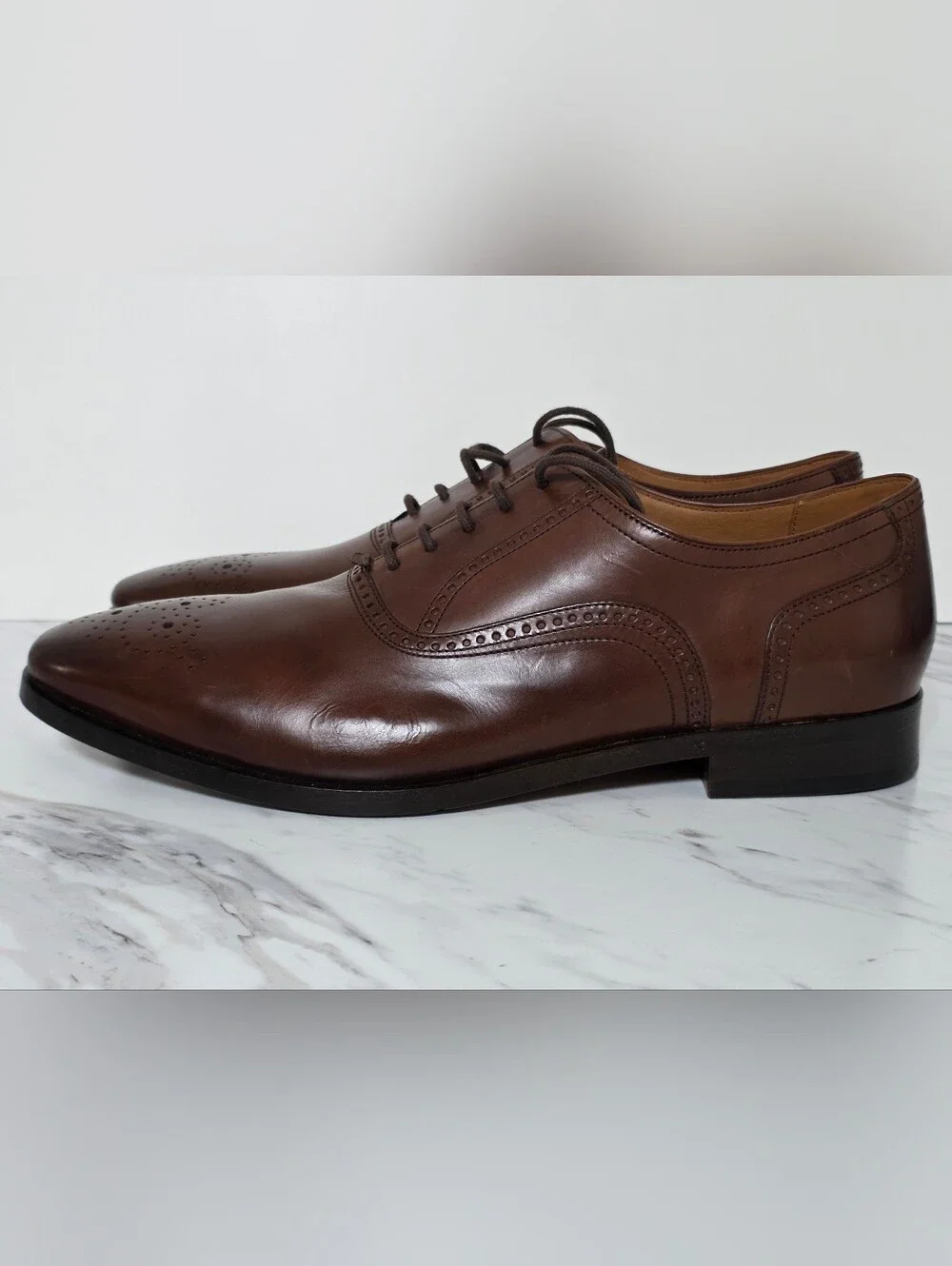 Allen Edmonds Brown Leather Oxford with Brogue Detailing